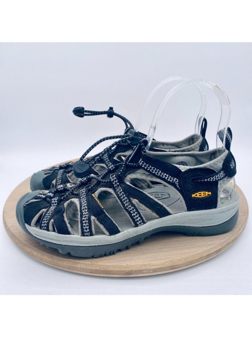 Keen Whisper Sandals Womens 6.5 37 Black Mesh Sporty Slingback Fisherman Flats - Picture 6 of 11